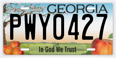 GA license plate PWY0427