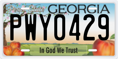 GA license plate PWY0429