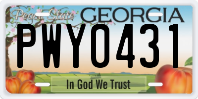 GA license plate PWY0431