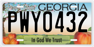 GA license plate PWY0432