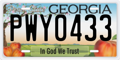 GA license plate PWY0433