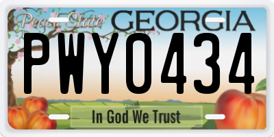 GA license plate PWY0434