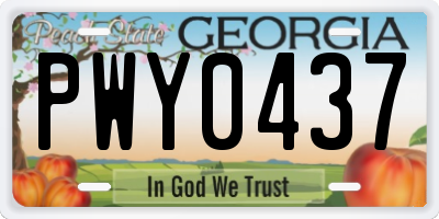 GA license plate PWY0437