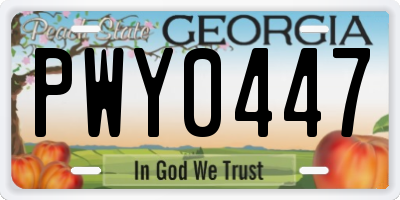 GA license plate PWY0447