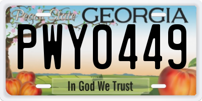 GA license plate PWY0449