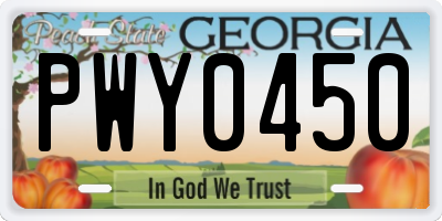 GA license plate PWY0450