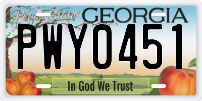 GA license plate PWY0451