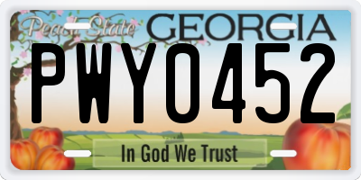 GA license plate PWY0452