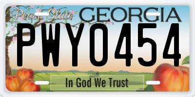 GA license plate PWY0454