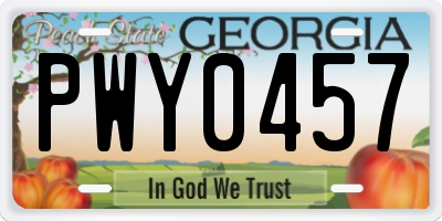 GA license plate PWY0457