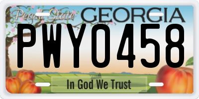GA license plate PWY0458