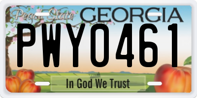 GA license plate PWY0461