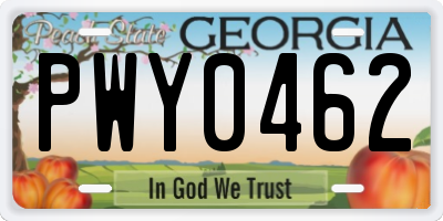 GA license plate PWY0462