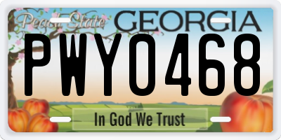 GA license plate PWY0468