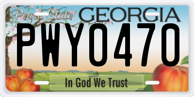 GA license plate PWY0470