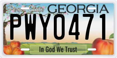 GA license plate PWY0471