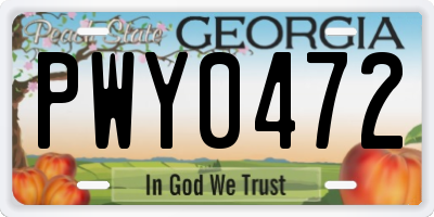 GA license plate PWY0472