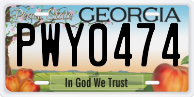GA license plate PWY0474