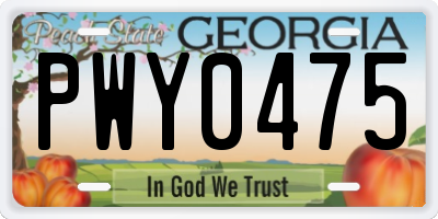 GA license plate PWY0475