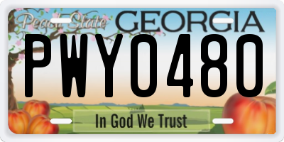 GA license plate PWY0480