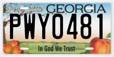 GA license plate PWY0481