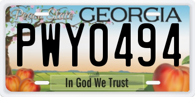 GA license plate PWY0494