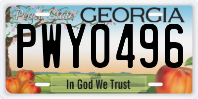 GA license plate PWY0496