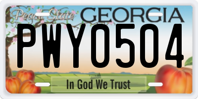 GA license plate PWY0504