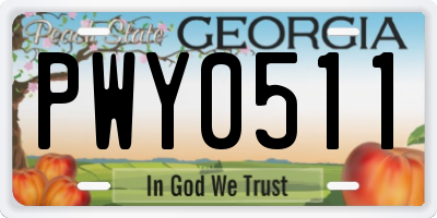 GA license plate PWY0511