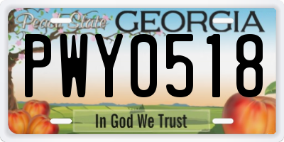 GA license plate PWY0518