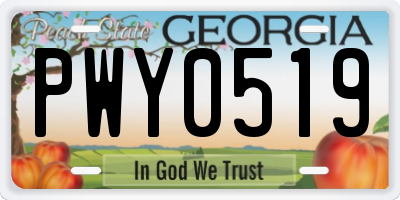 GA license plate PWY0519