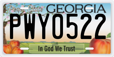 GA license plate PWY0522