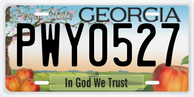 GA license plate PWY0527