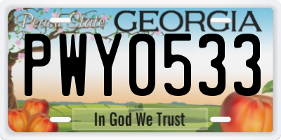 GA license plate PWY0533