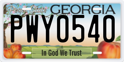 GA license plate PWY0540
