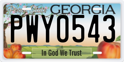 GA license plate PWY0543