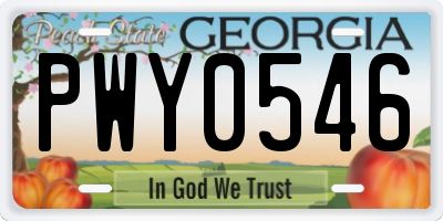 GA license plate PWY0546