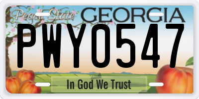 GA license plate PWY0547