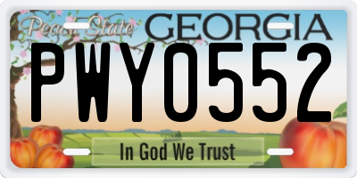 GA license plate PWY0552
