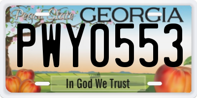 GA license plate PWY0553