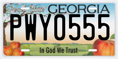 GA license plate PWY0555