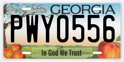GA license plate PWY0556