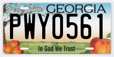 GA license plate PWY0561
