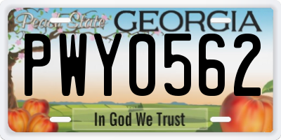 GA license plate PWY0562