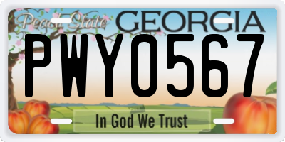 GA license plate PWY0567