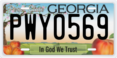 GA license plate PWY0569