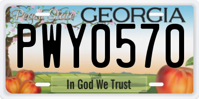 GA license plate PWY0570
