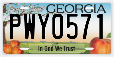 GA license plate PWY0571