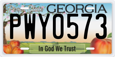 GA license plate PWY0573