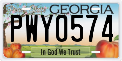 GA license plate PWY0574